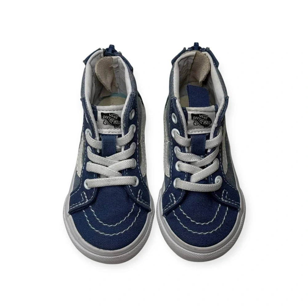Vans ✌︎︎ Sk8-Hi Zip Baby Walker Skate Shoes Sneakers ✌︎︎Denim Chambray ✌︎︎ 5